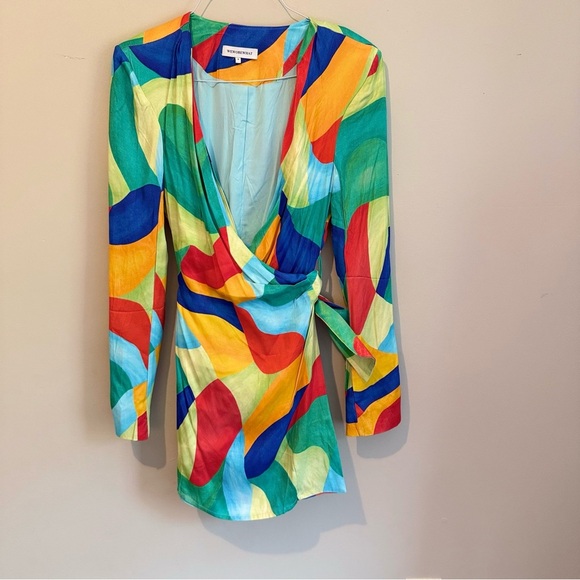 WeWoreWhat Vibrant Blue and Green Mini Dress - Picture 4 of 10